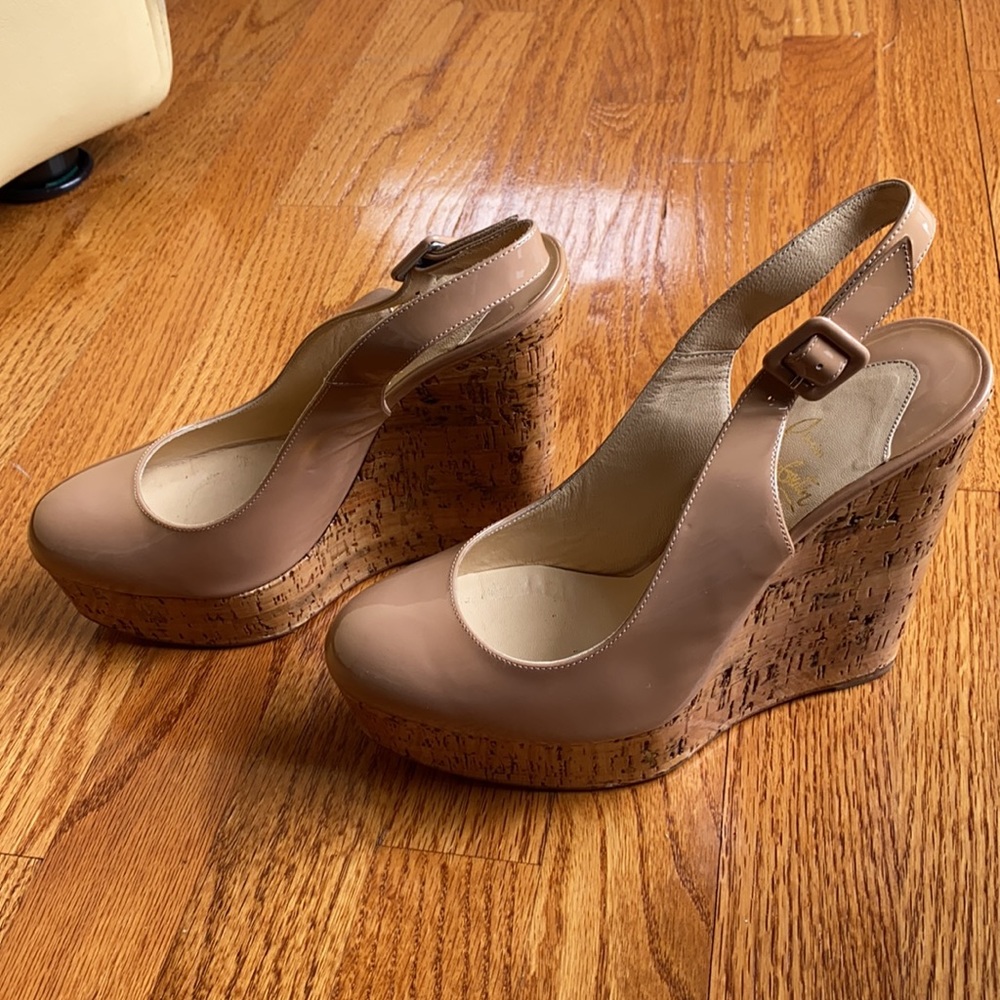Nude Christian Louboitin Wedge sandals - Picture 6 of 8